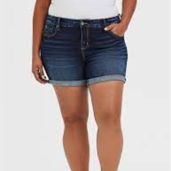 Torrid Denim Shorts with Rolled Hem - Picture 1 of 6